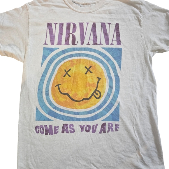 Nirvana White Cotton Tee-Shirt "Come As You Are" Size Medium - Picture 2 of 4